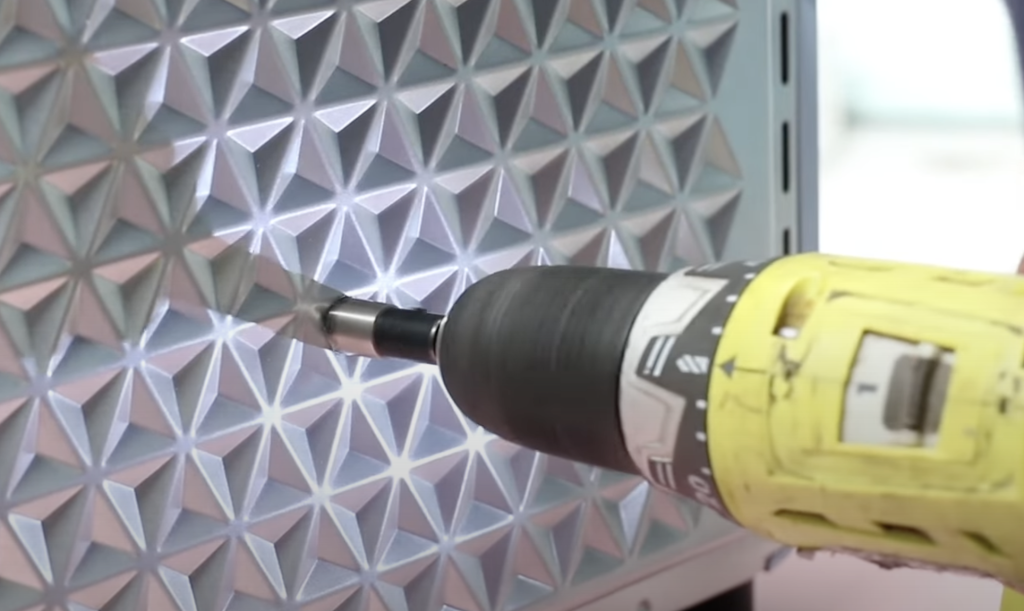 Drill hole in back of sublimation oven.